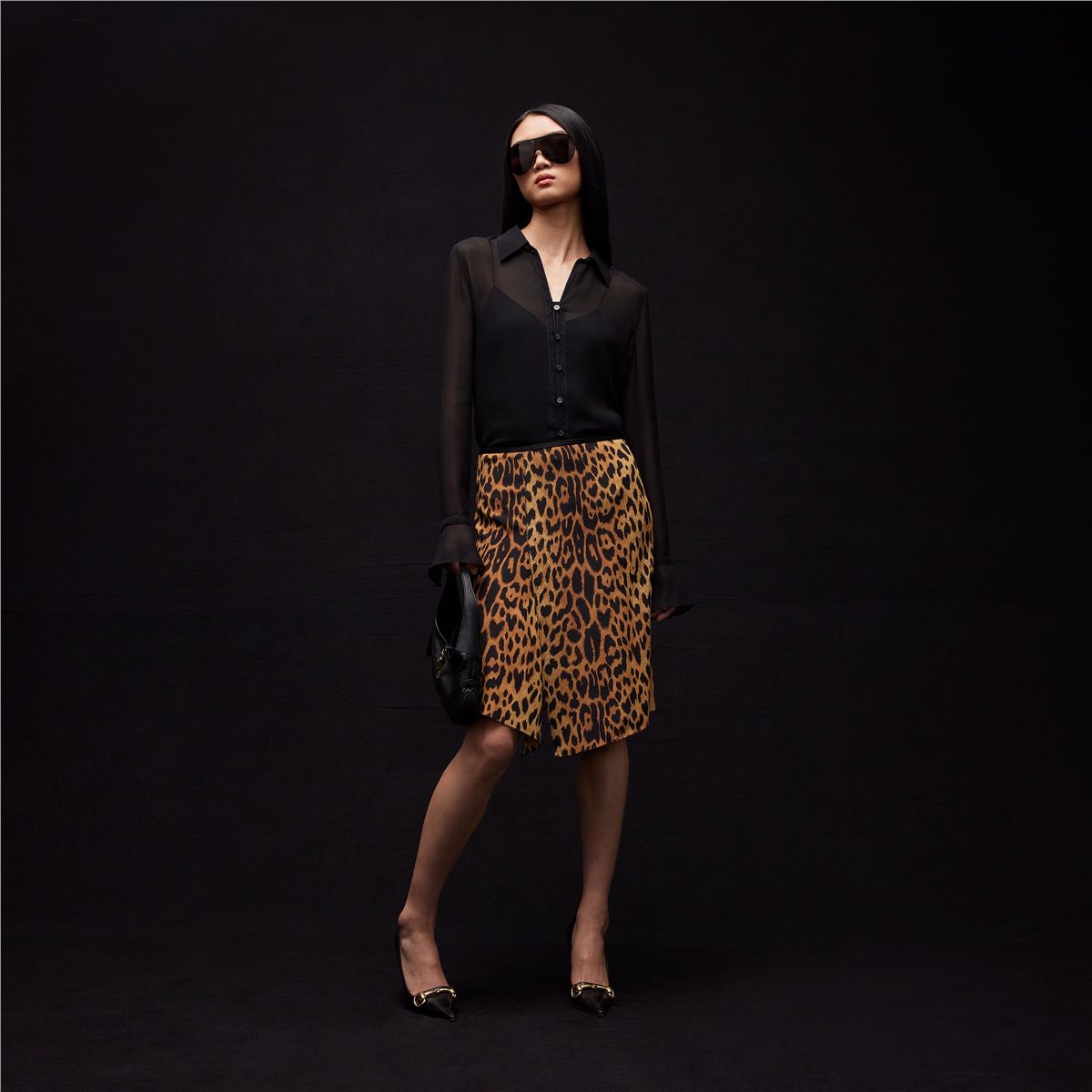 Printed silk crêpe de chine skirt-GUCCI-Verso