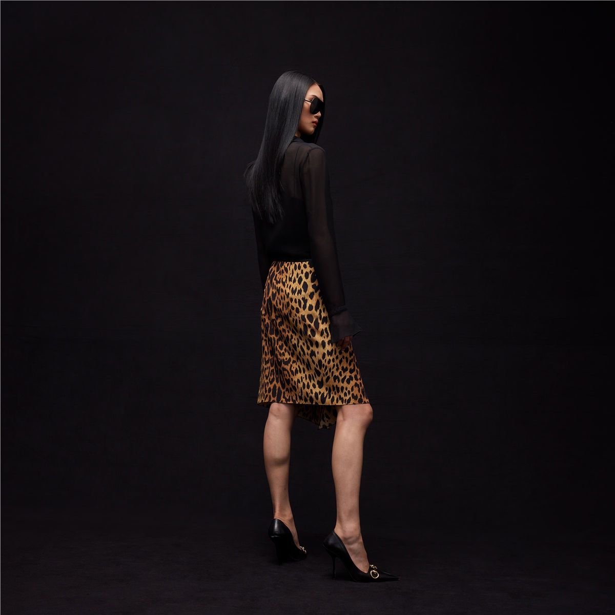 Printed silk crêpe de chine skirt-GUCCI-Verso