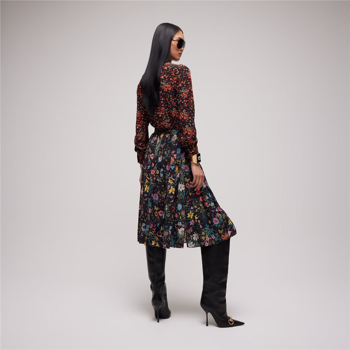 Printed silk midi skirt-GUCCI-Verso