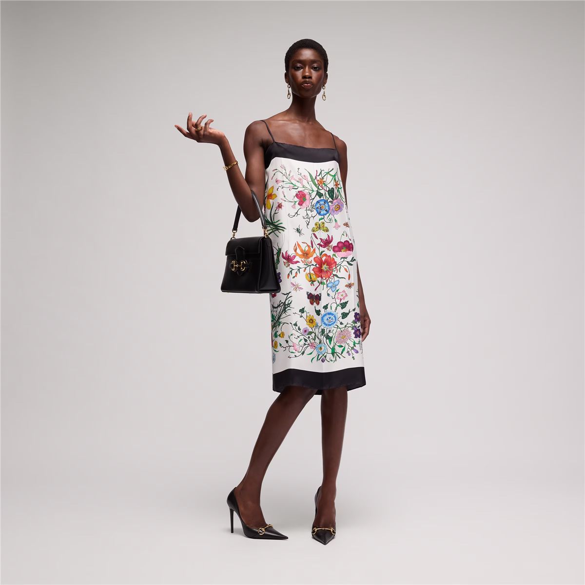 Printed silk twill dress-GUCCI-Verso