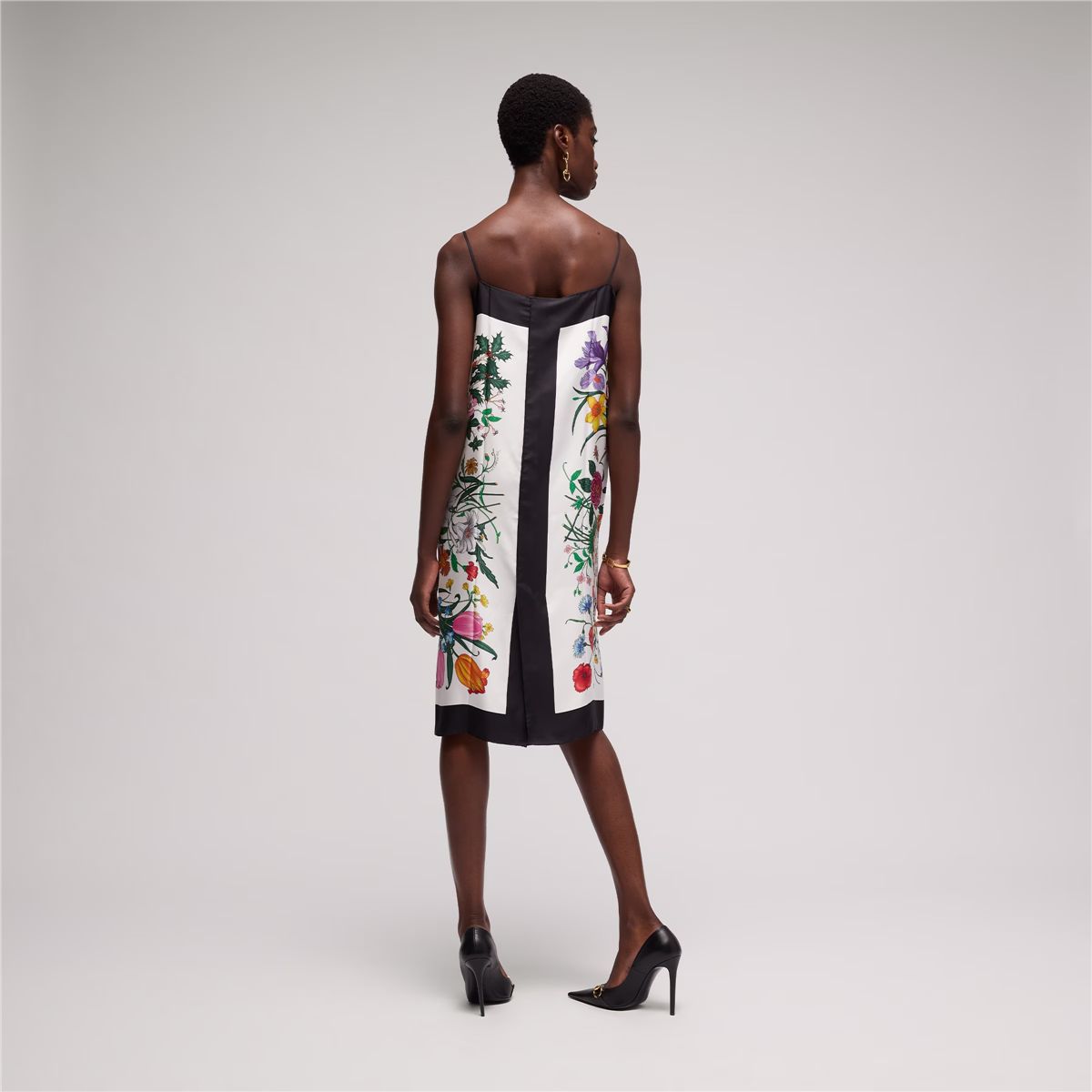 Printed silk twill dress-GUCCI-Verso