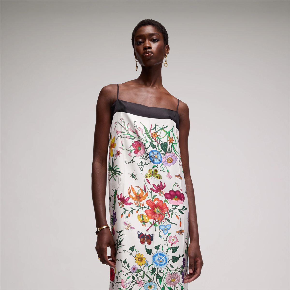Printed silk twill dress-GUCCI-Verso