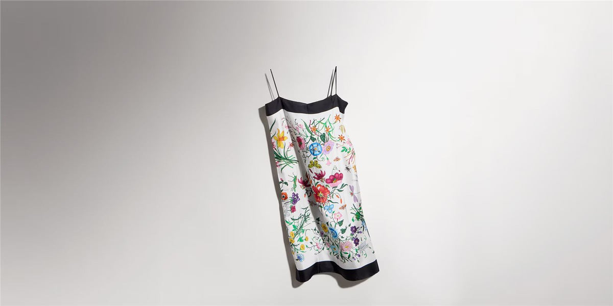Printed silk twill dress-GUCCI-Verso