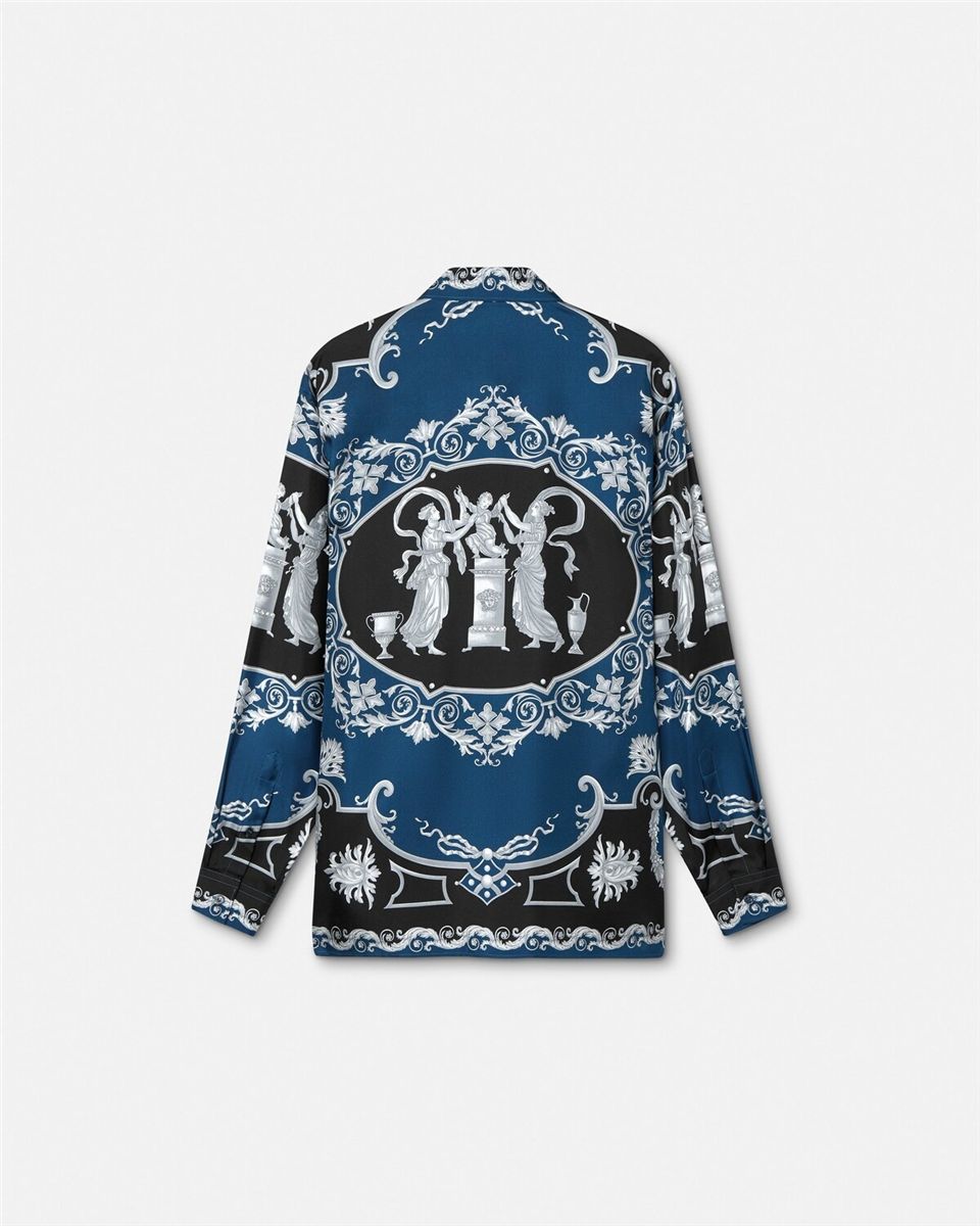 Printed silk twill regular shirt-VERSACE-Verso
