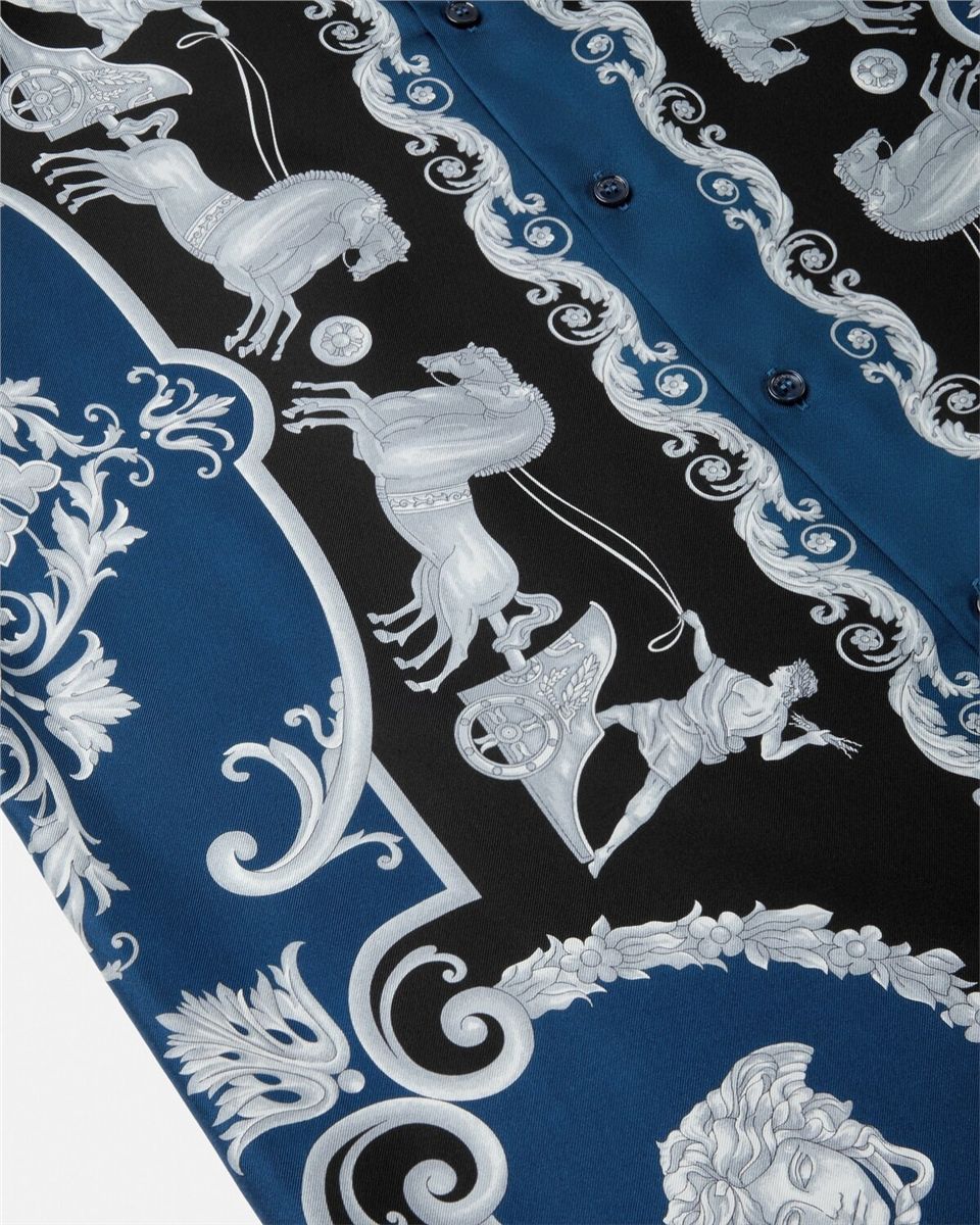Printed silk twill regular shirt-VERSACE-Verso