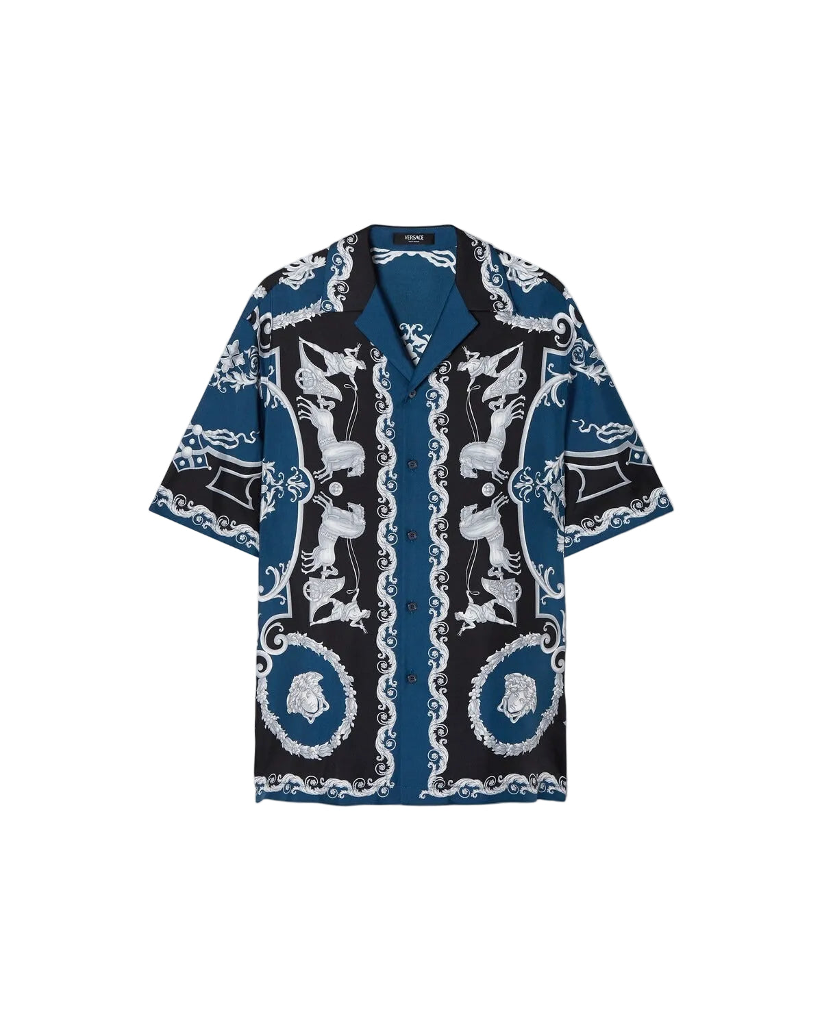 Printed Silk Twill Regular Shirt-VERSACE-Verso