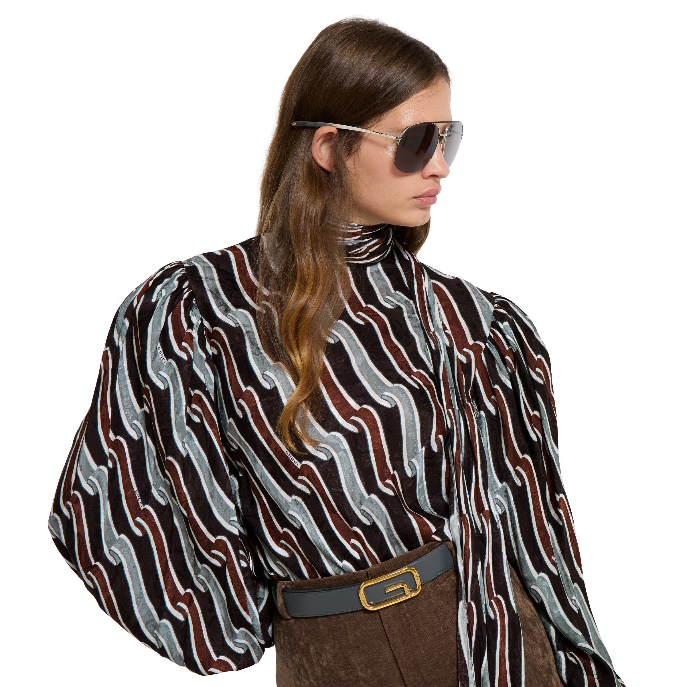 Printed silk twill shirt-GUCCI-Verso