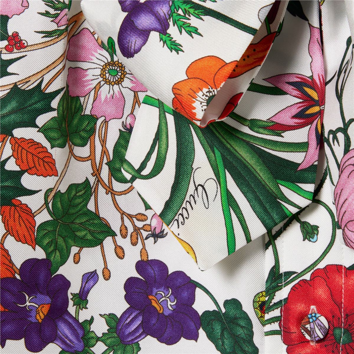 Printed silk twill shirt with bow-GUCCI-Verso
