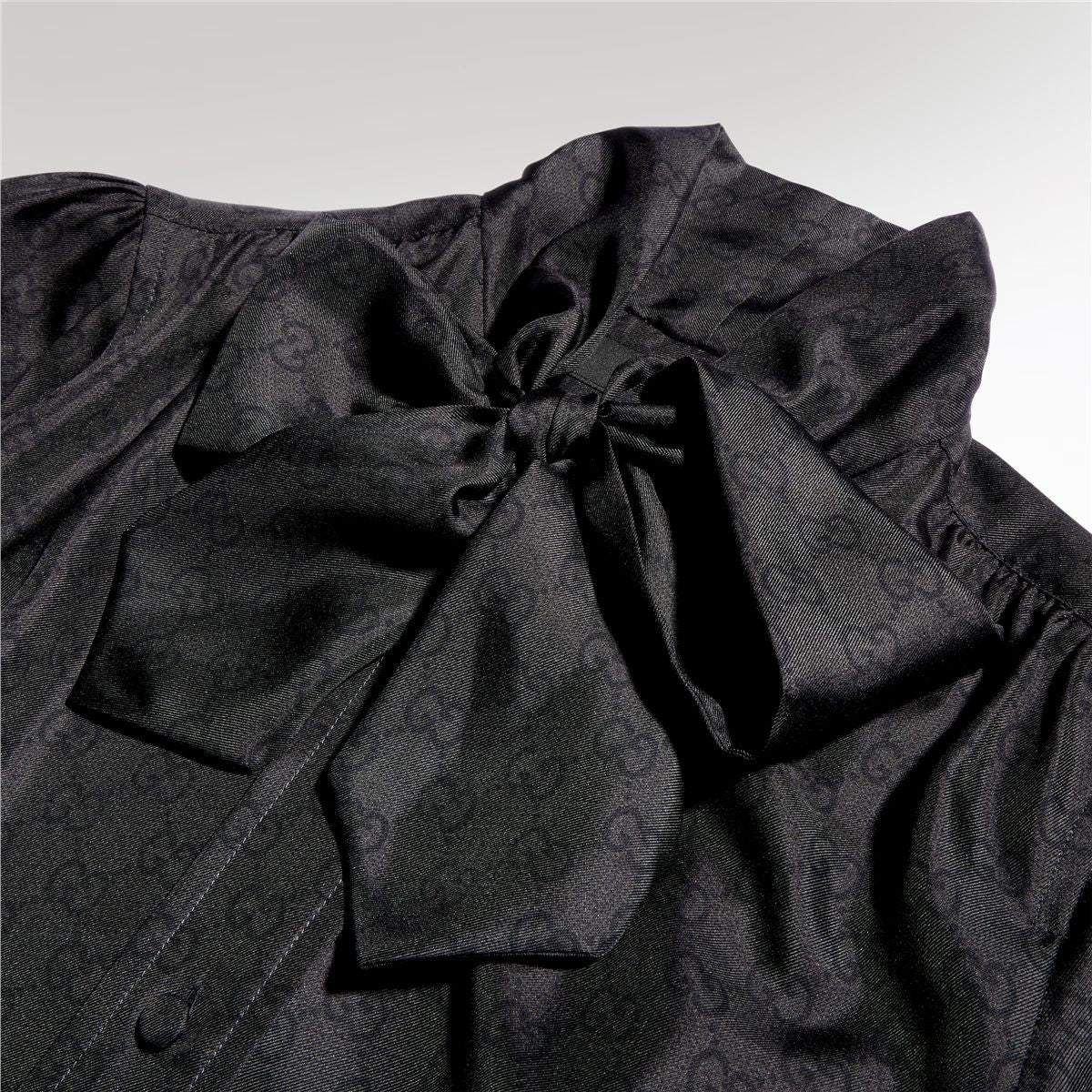 Printed Silk Twill Shirt with Bow-GUCCI-Verso