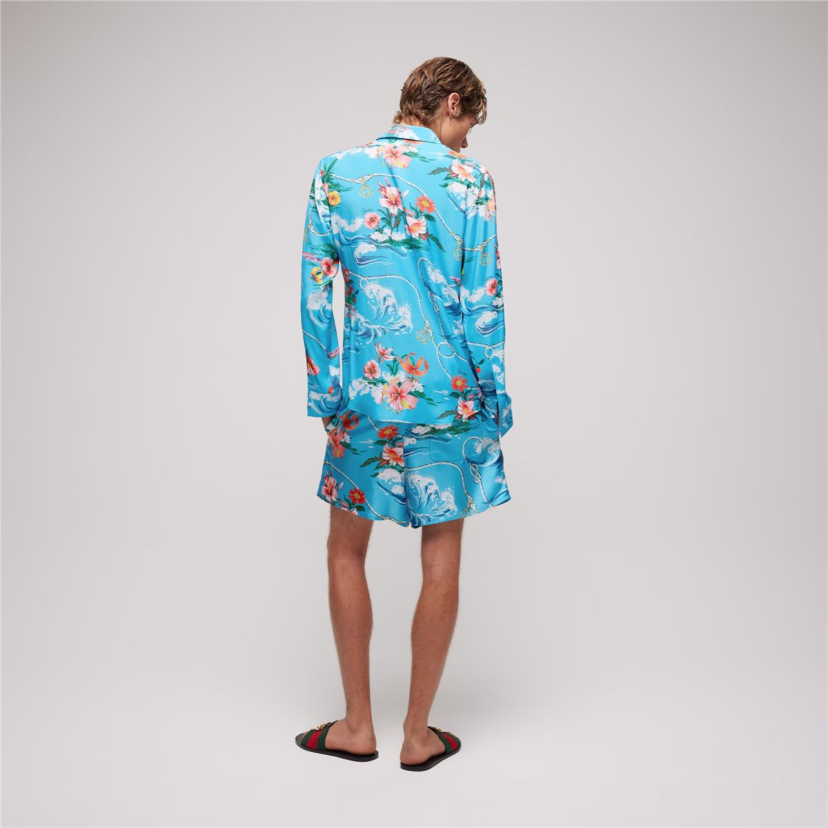 Printed silk twill shorts-GUCCI-Verso