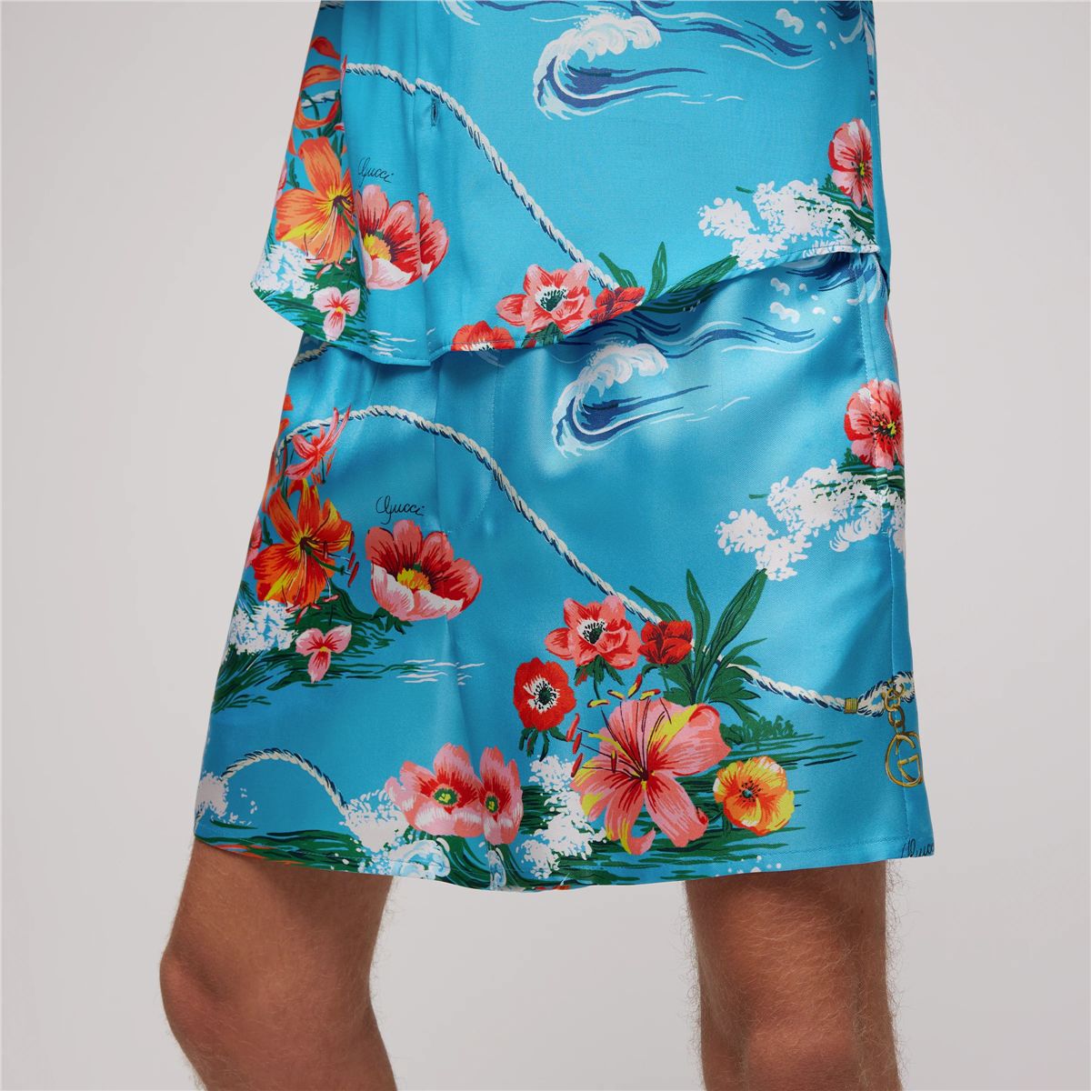 Printed silk twill shorts-GUCCI-Verso