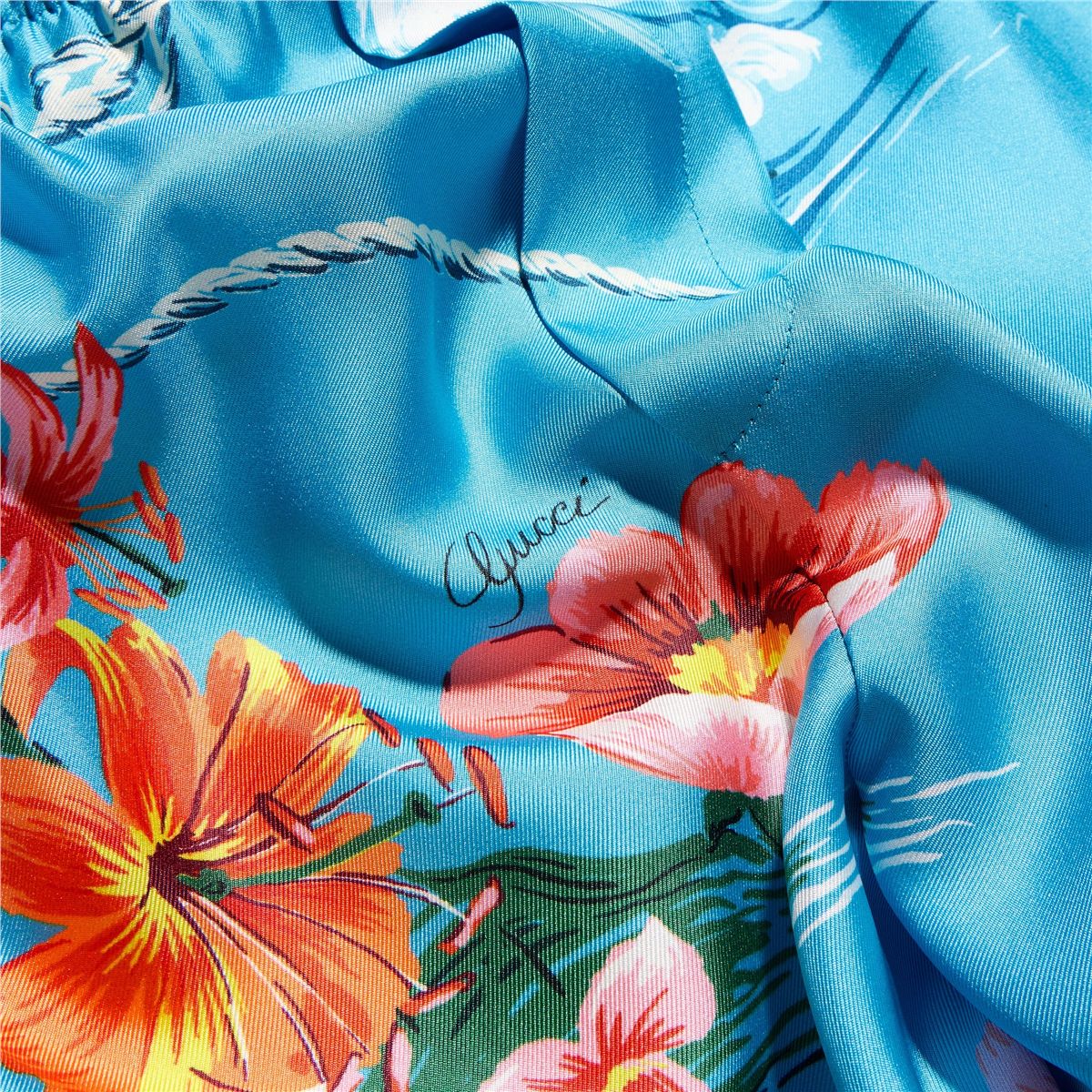 Printed silk twill shorts-GUCCI-Verso