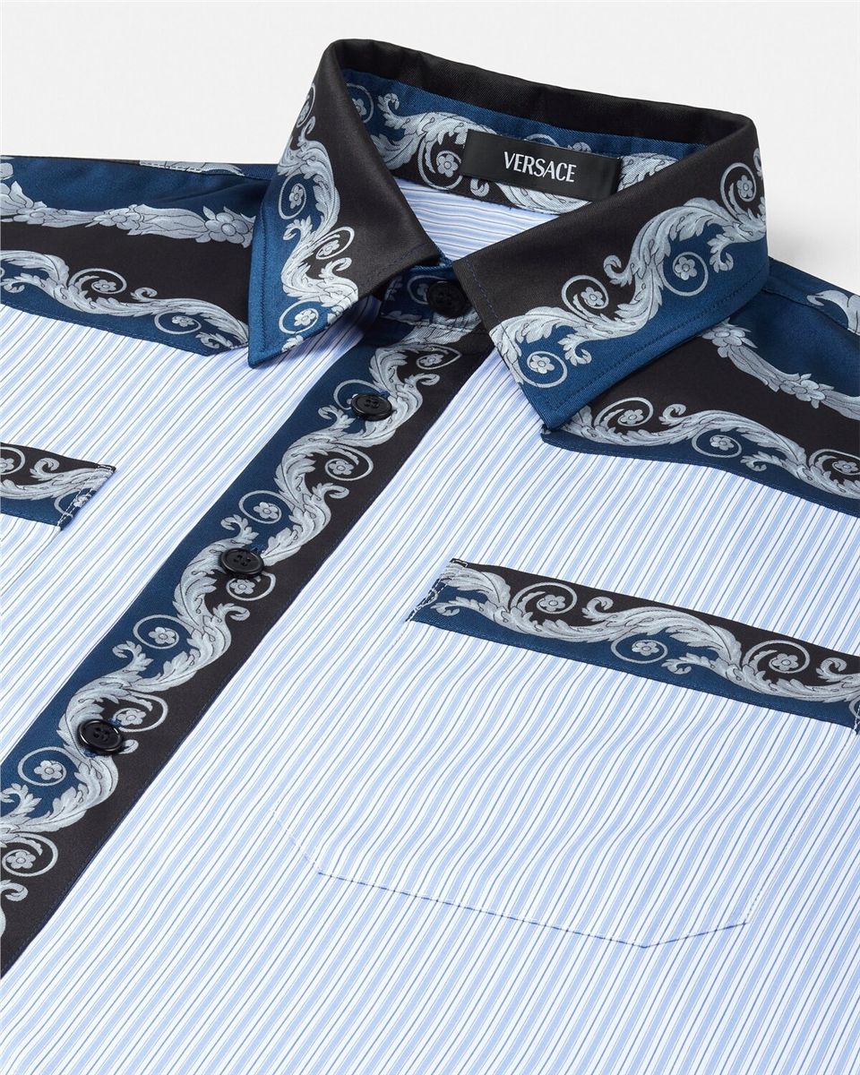 Printed striped cotton-poplin shirt-VERSACE-Verso