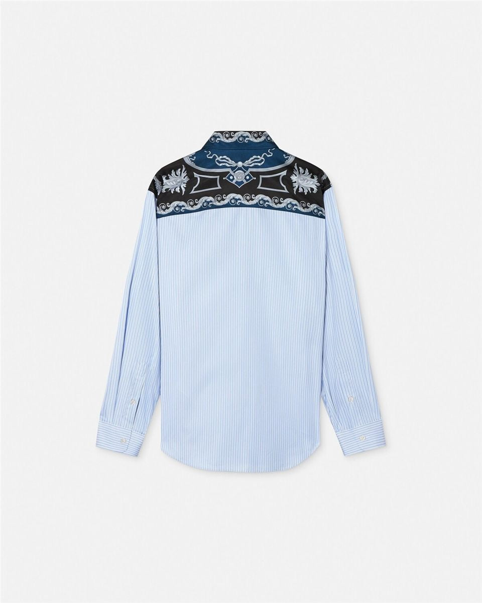 Printed striped cotton-poplin shirt-VERSACE-Verso