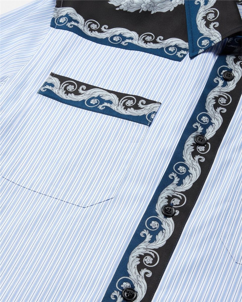 Printed striped cotton-poplin shirt-VERSACE-Verso