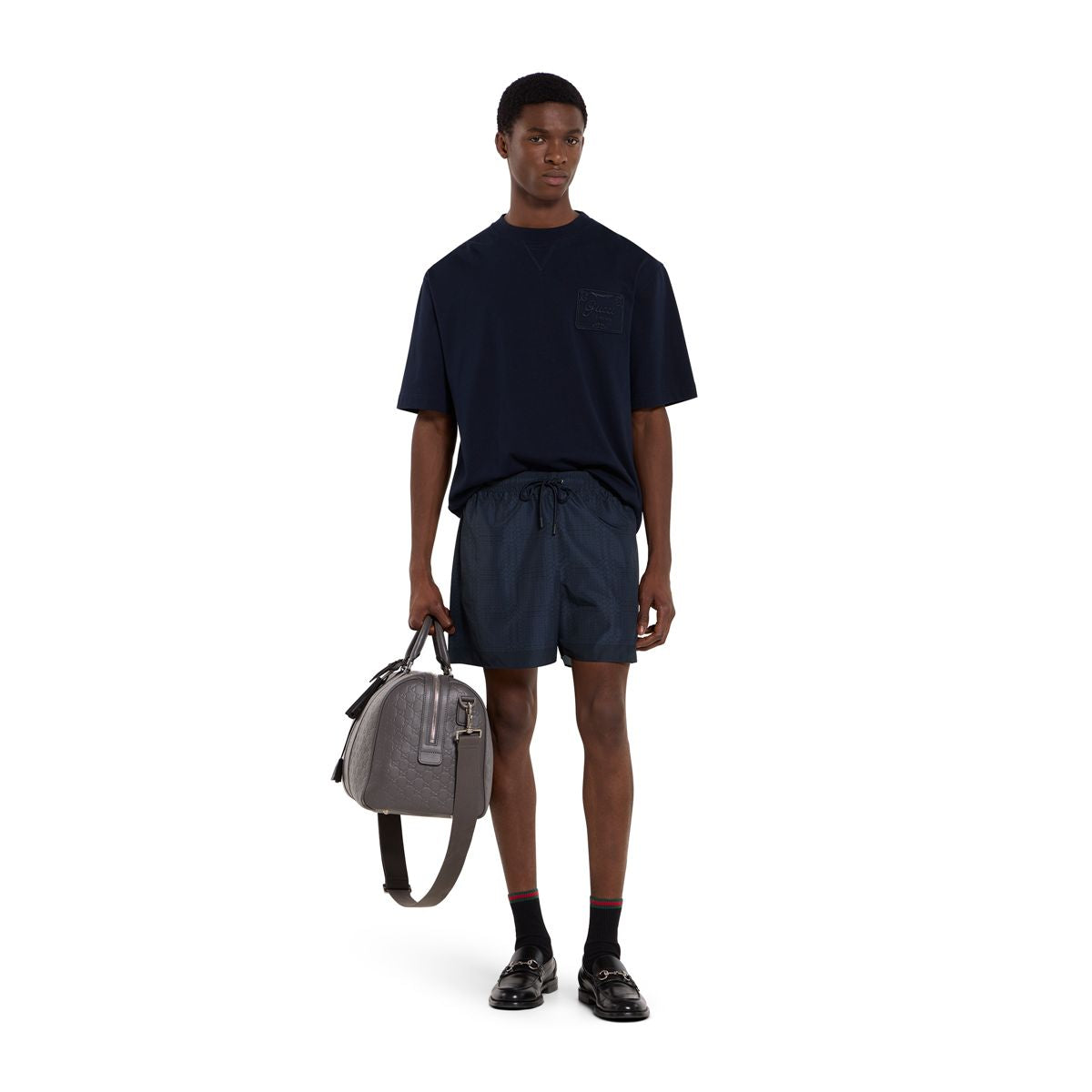 Printed technical poplin swim shorts-GUCCI-Verso