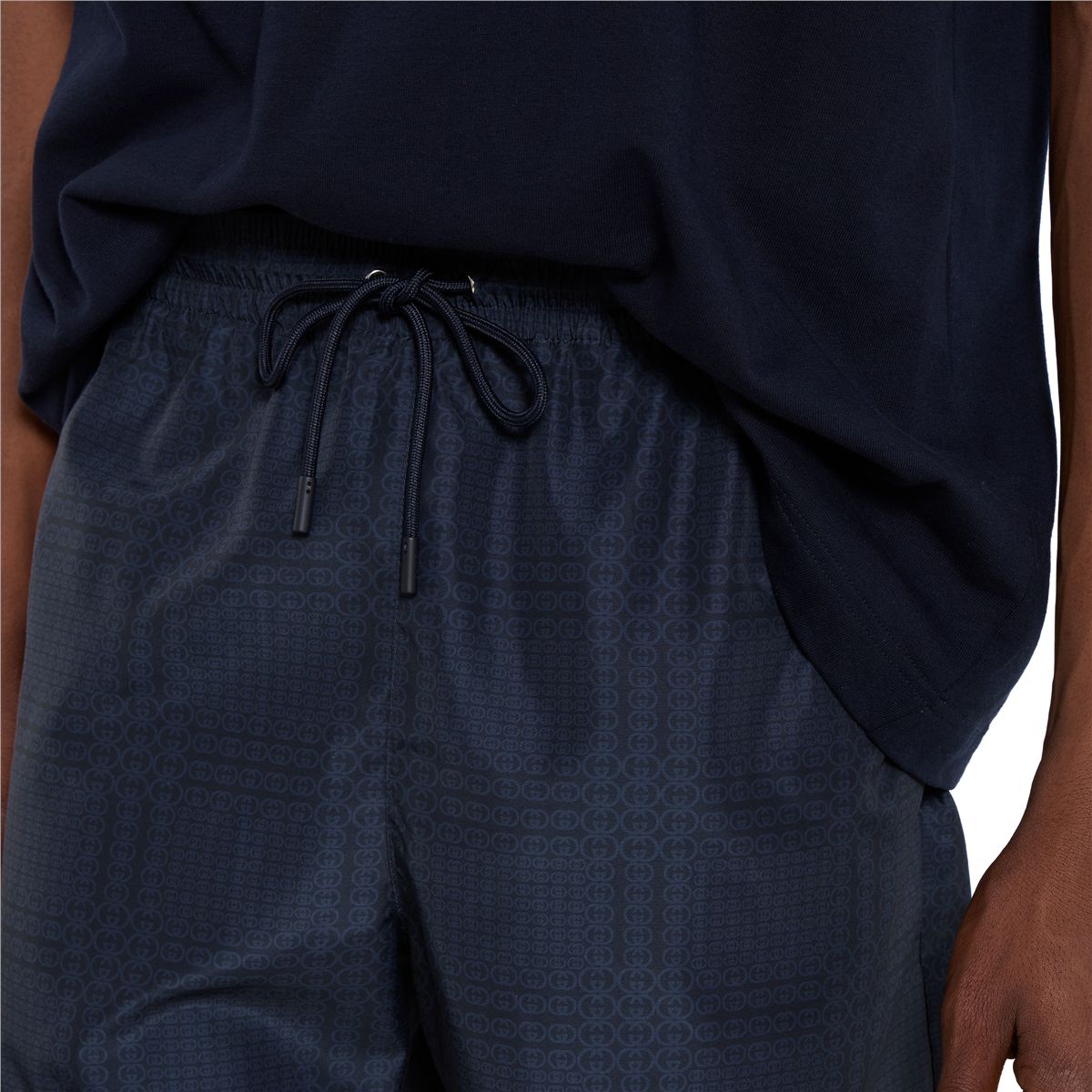 Printed technical poplin swim shorts-GUCCI-Verso