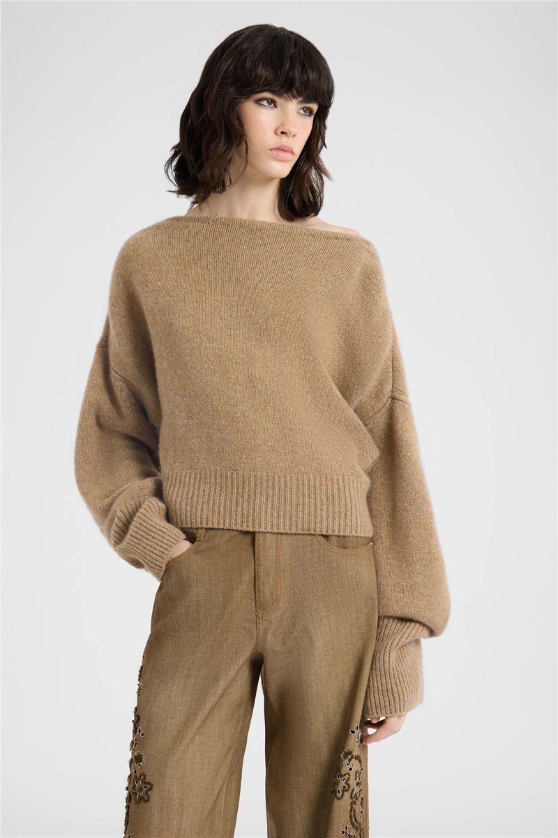 Pure cashmere sweater with back bow detail-ERMANNO SCERVINO-Verso