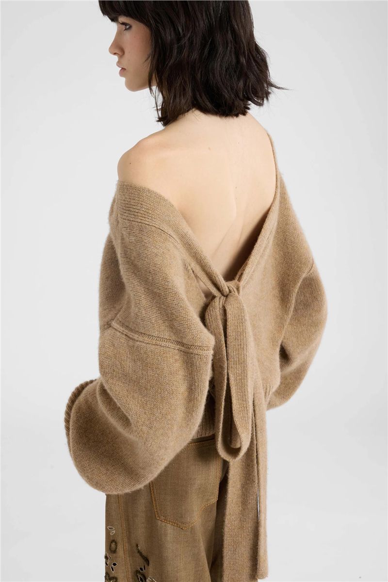 Pure cashmere sweater with back bow detail-ERMANNO SCERVINO-Verso