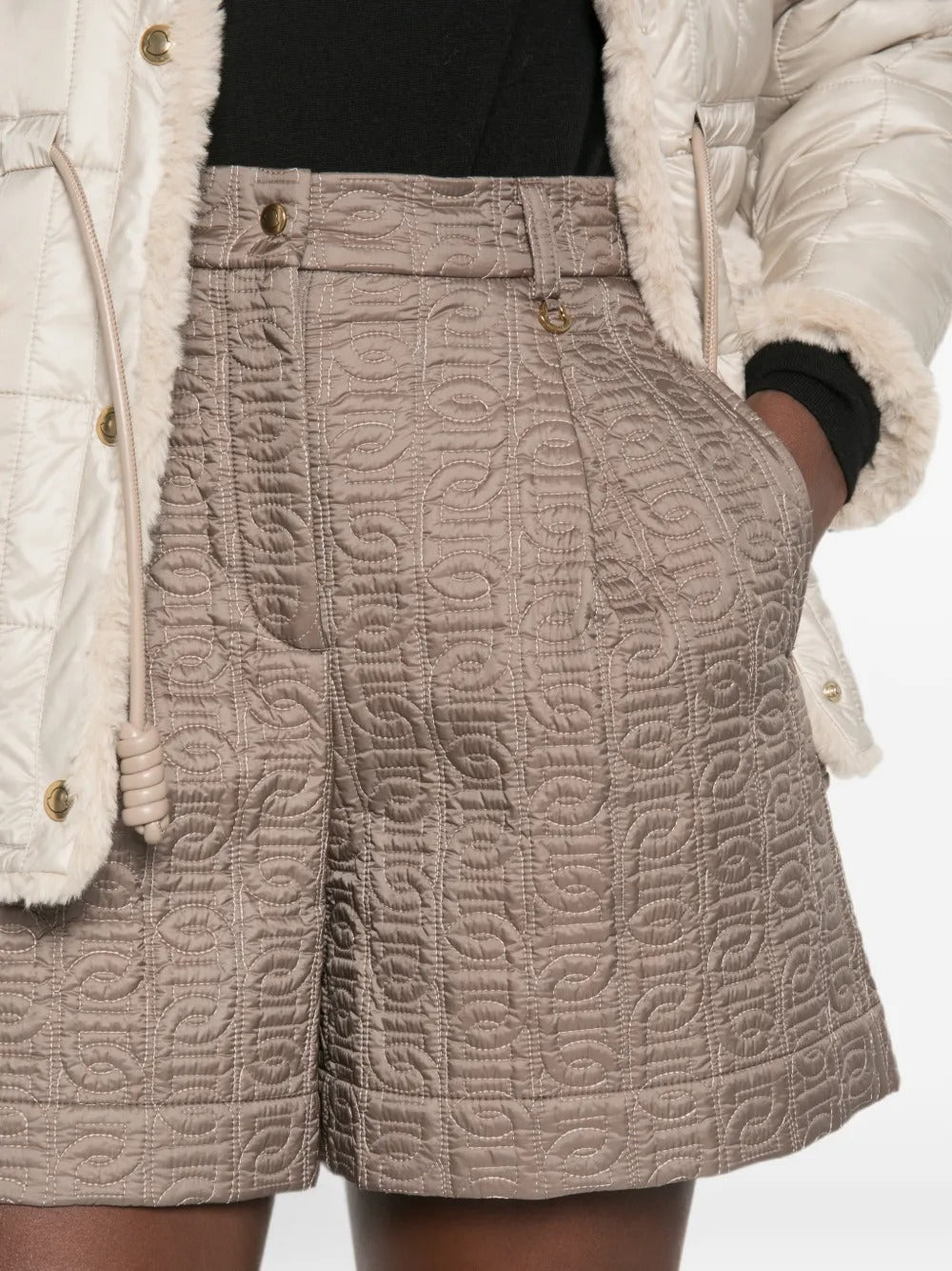 Quilted logo-embroidered shorts-MONCLER-Verso