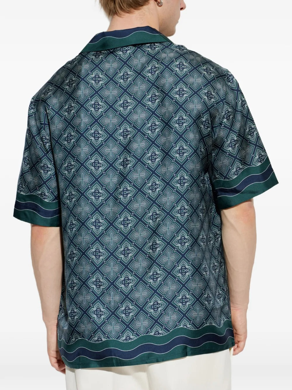 Radiating monogram silk short-sleeve shirt-CASABLANCA-Verso