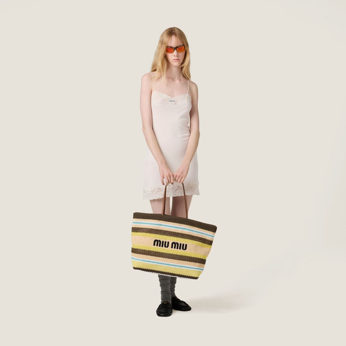 RAFFIA-EFFECT WOVEN TOTE BAG