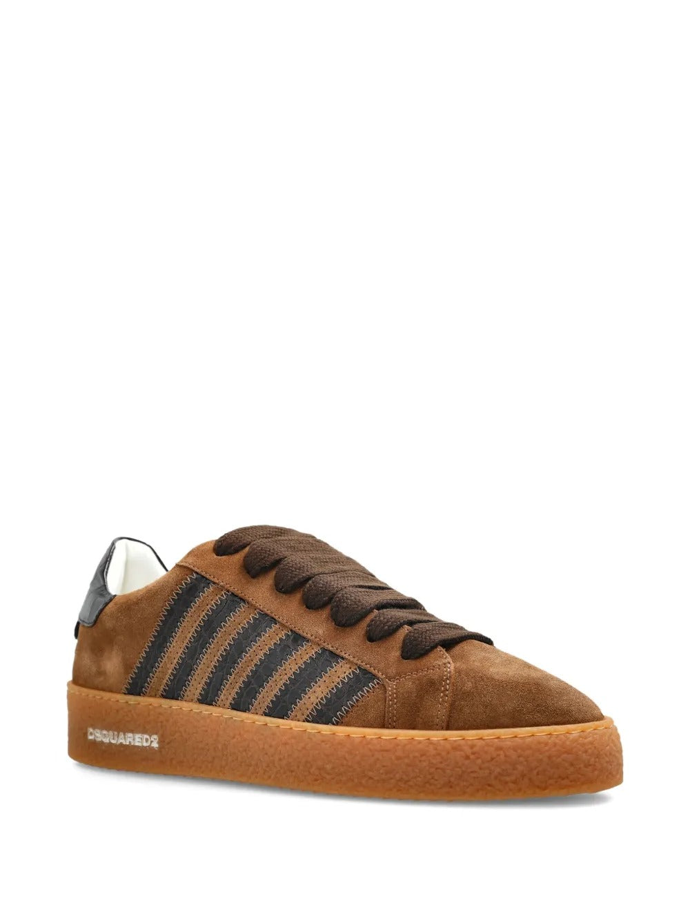 Rapper's delight suede-leather striped sneakers-DSQUARED-Verso