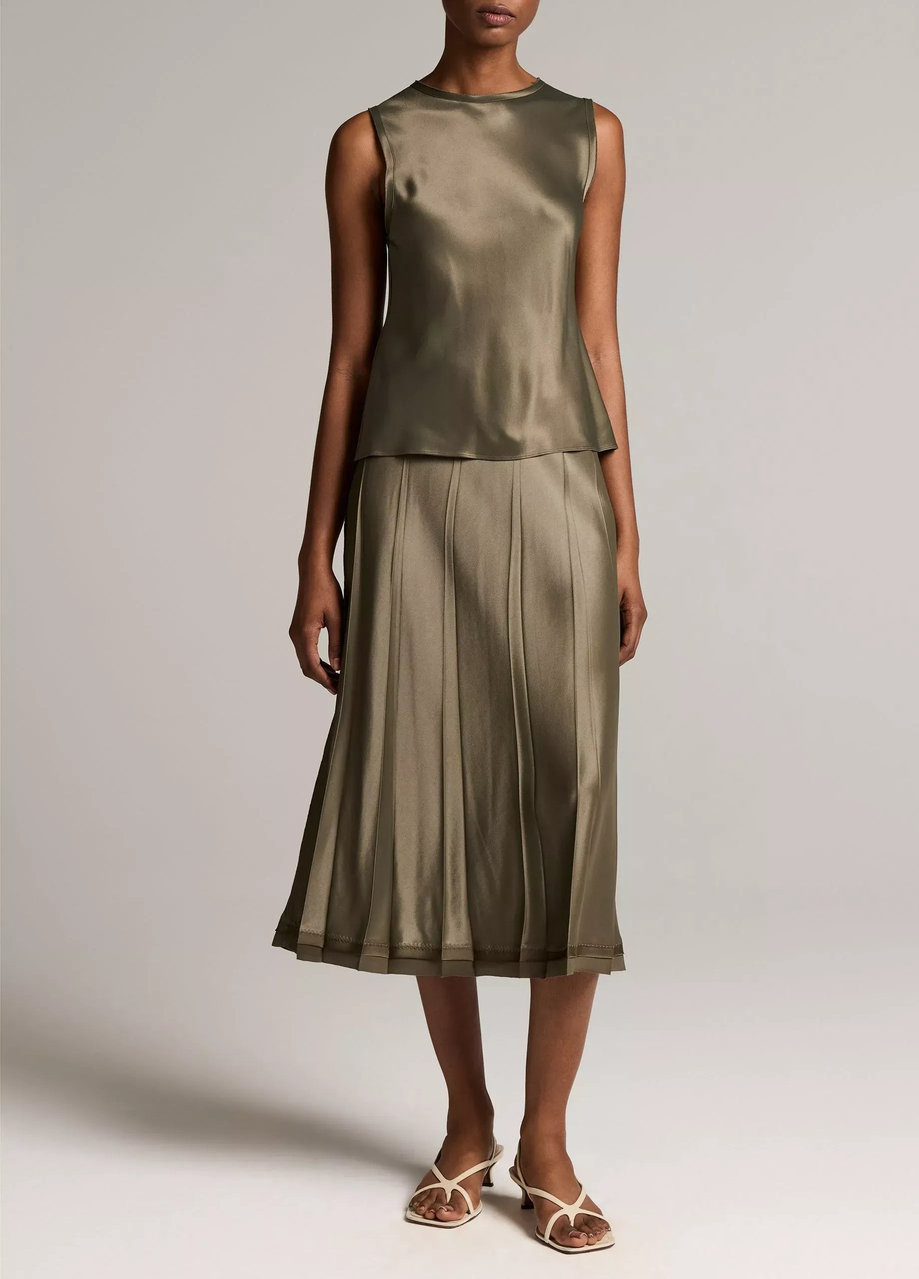 Raw-edge satin skirt-VINCE-Verso