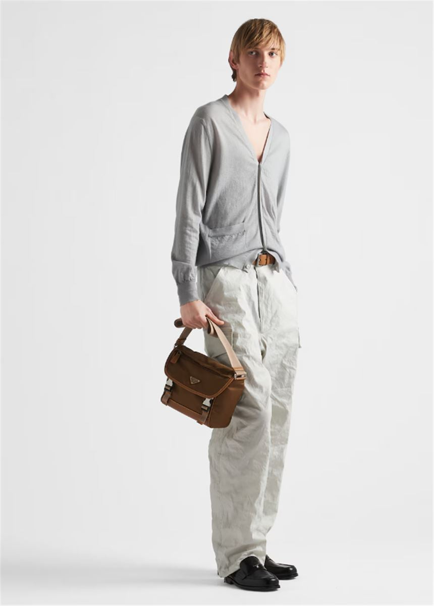 RE-NYLON AND LEATHER SHOULDER BAG - PRADA - Verso