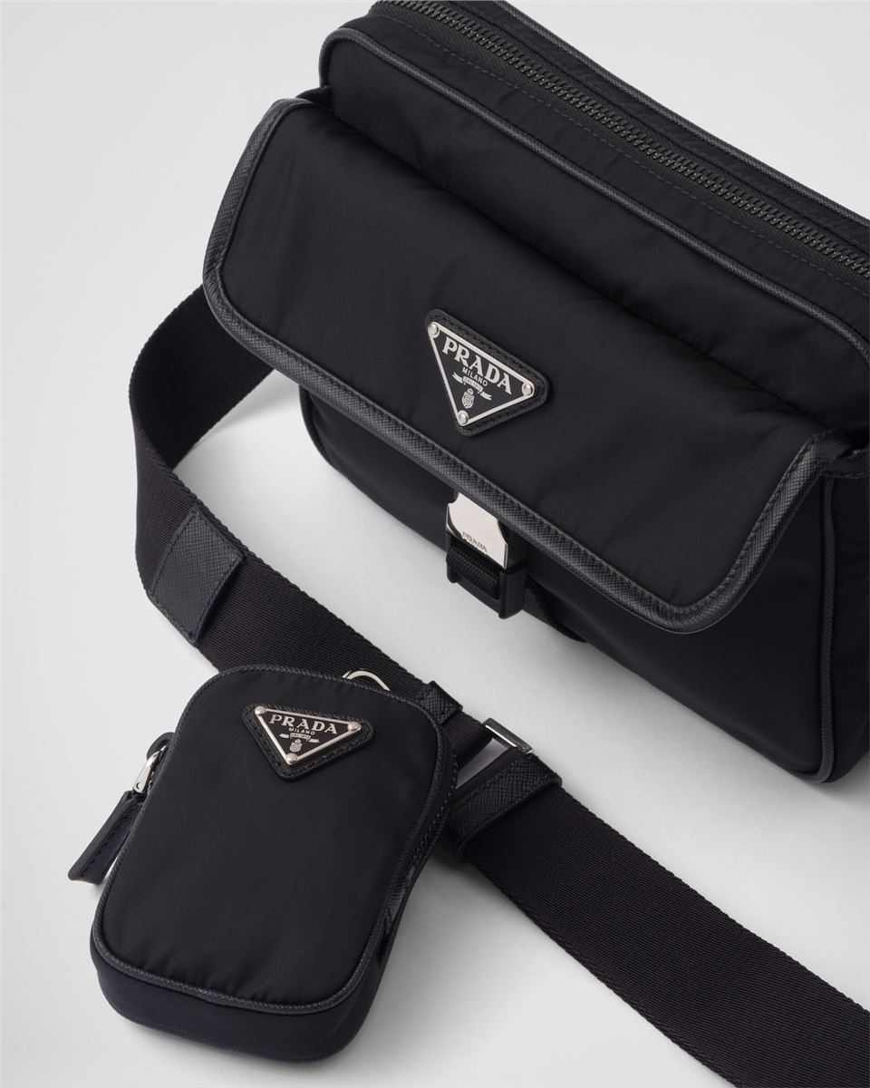 RE-NYLON AND SAFFIANO LEATHER SHOULDER BAG - PRADA - Verso