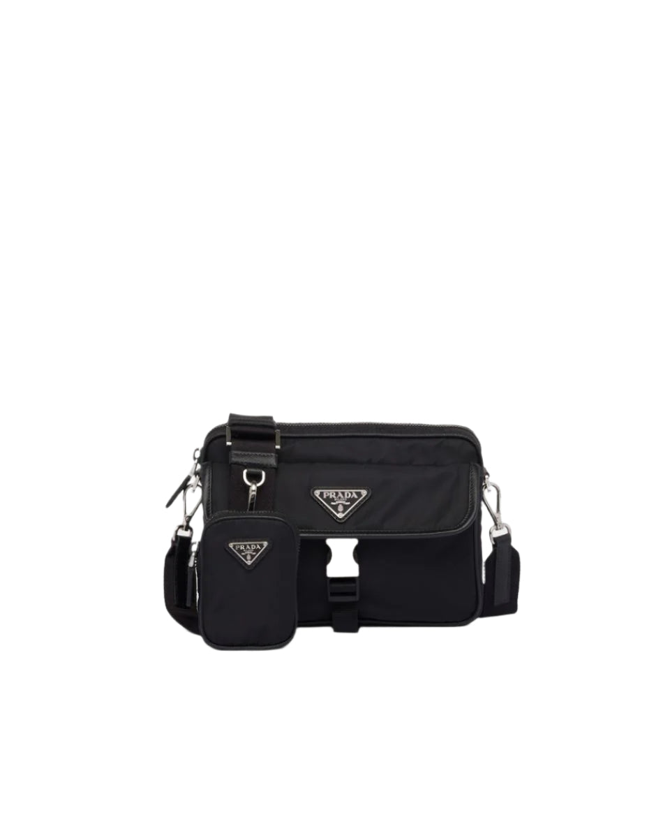 RE-NYLON AND SAFFIANO LEATHER SHOULDER BAG - PRADA - Verso