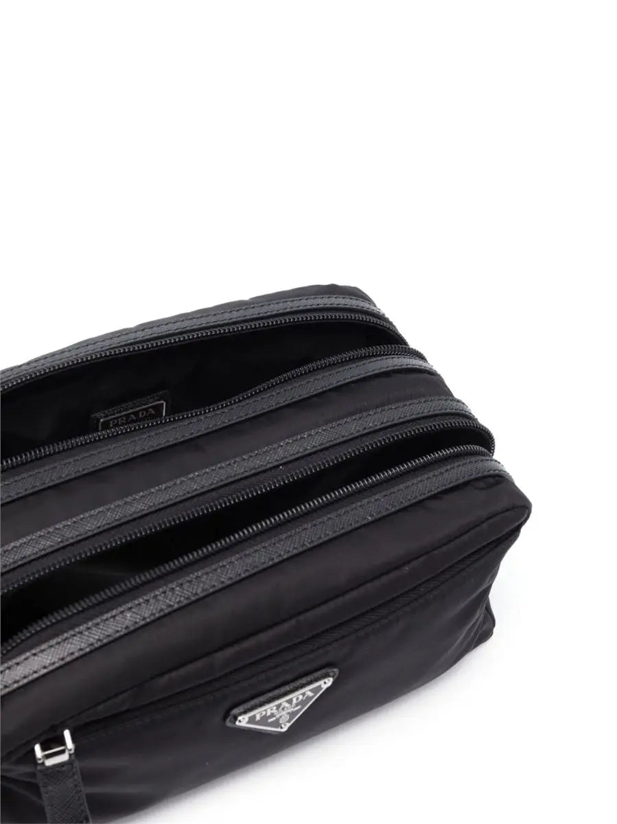 RE-NYLON LOGO-PLAQUE WASH BAG PRADA