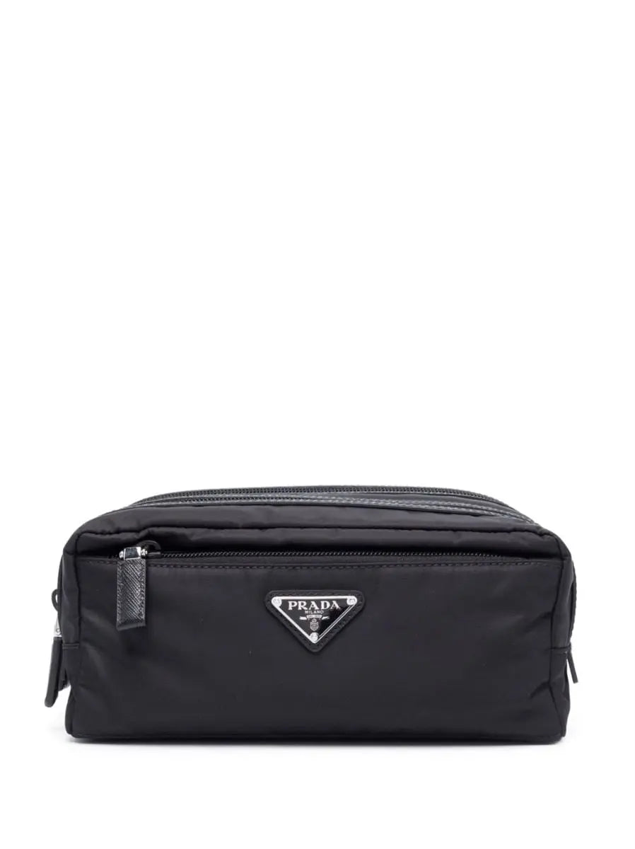 RE-NYLON LOGO-PLAQUE WASH BAG PRADA