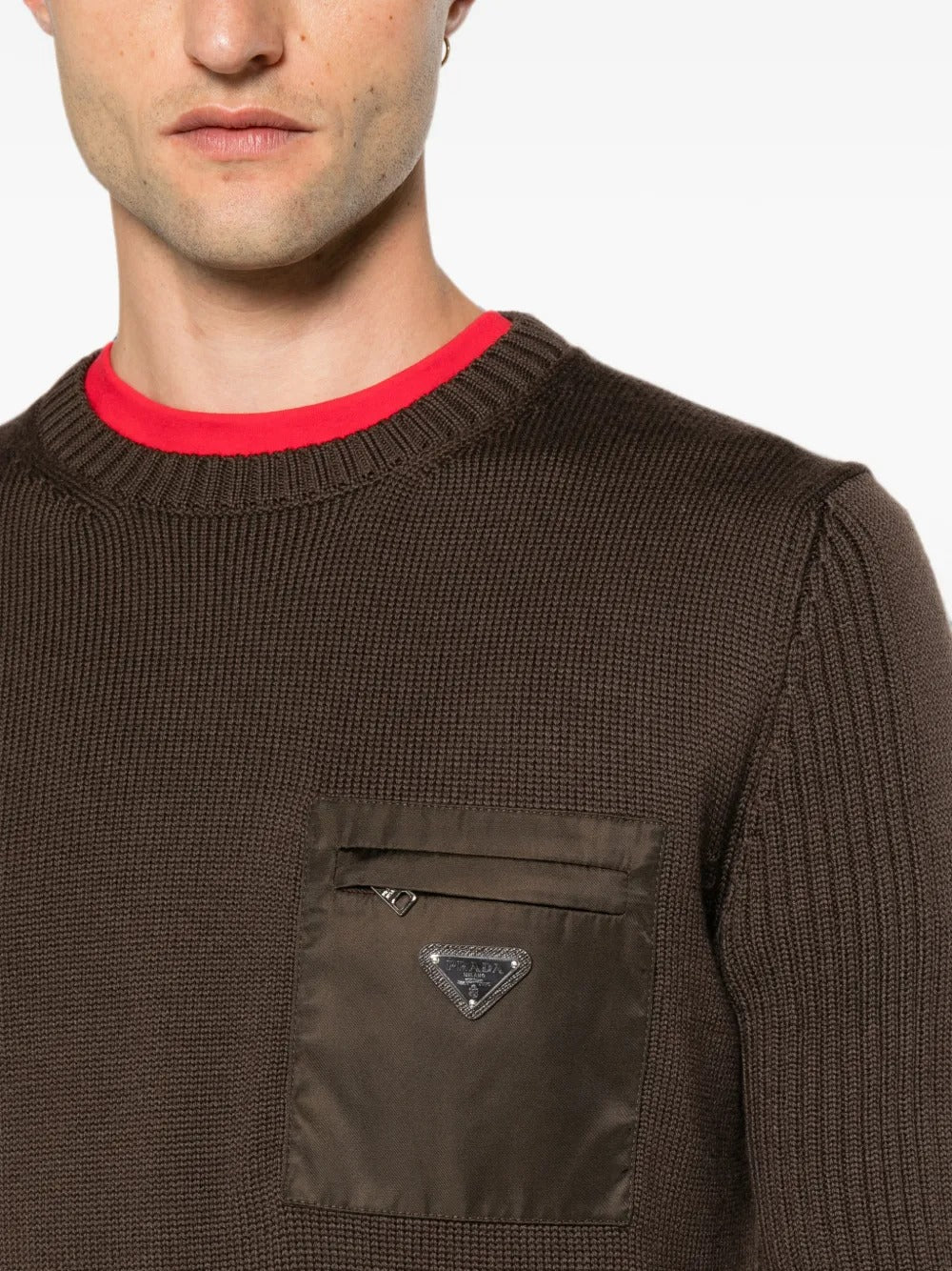Re-nylon pocket ribbed-knit sweater-PRADA-Verso