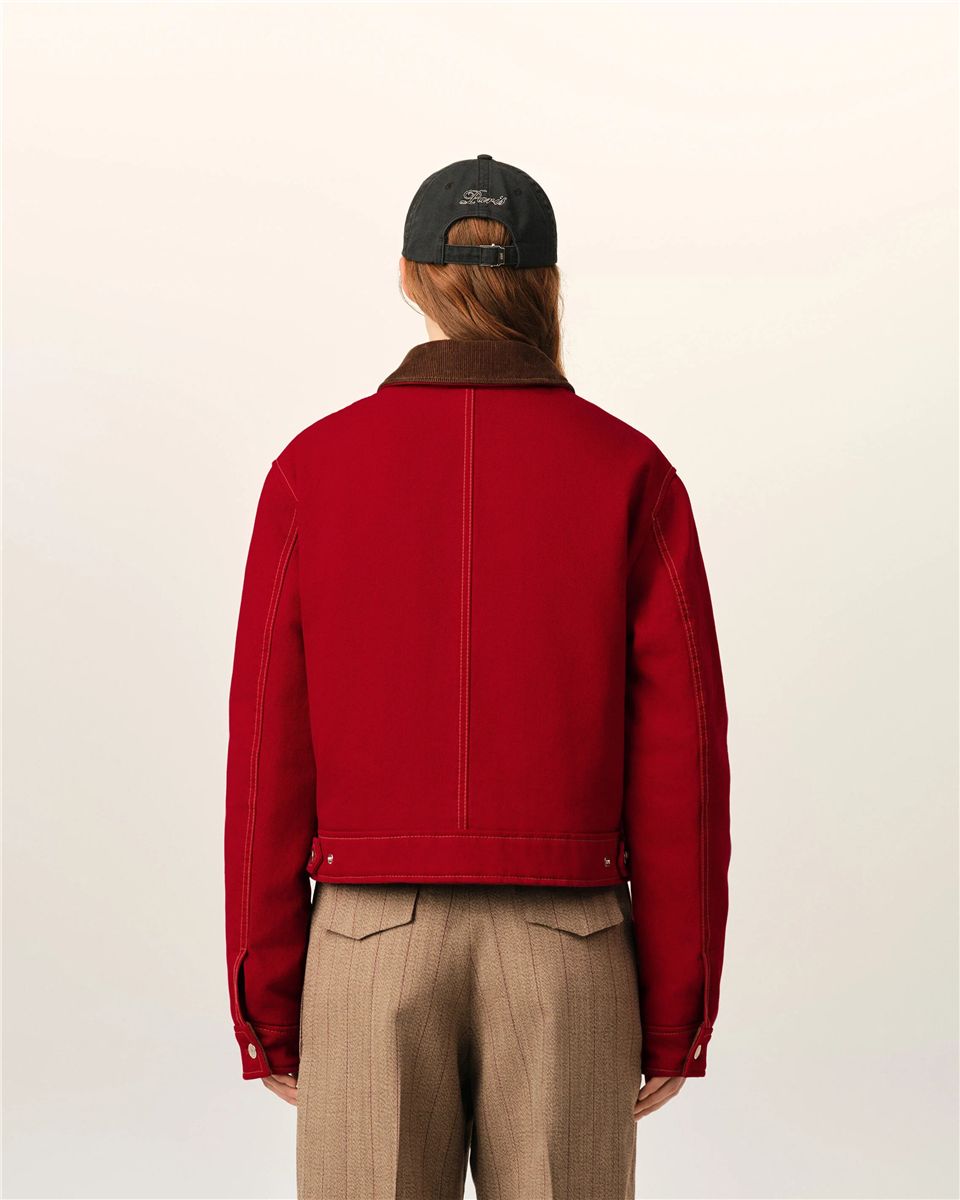 Red Cotton Zipped Jacket with Ami de Coeur-AMI-Verso