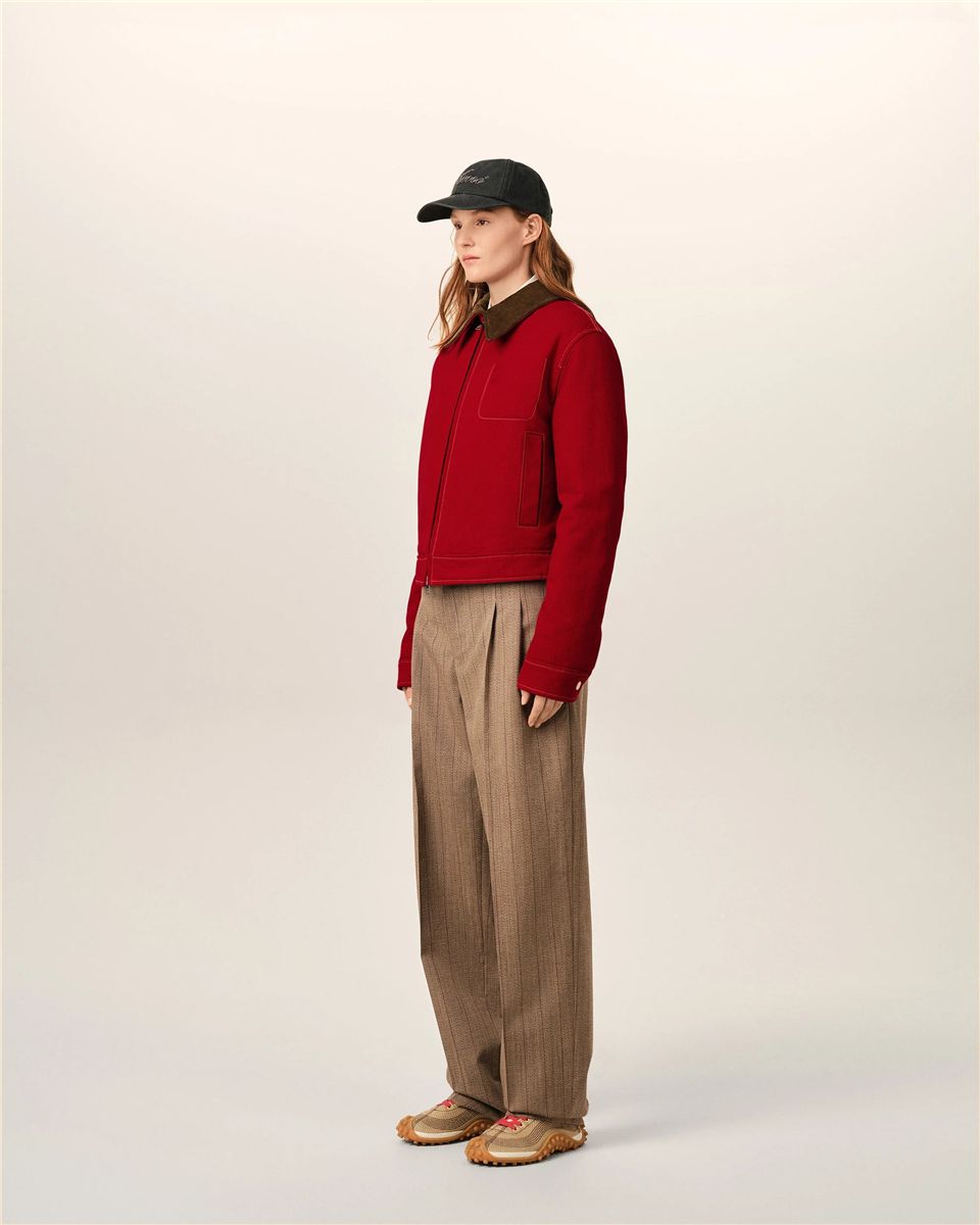 Red Cotton Zipped Jacket with Ami de Coeur-AMI-Verso