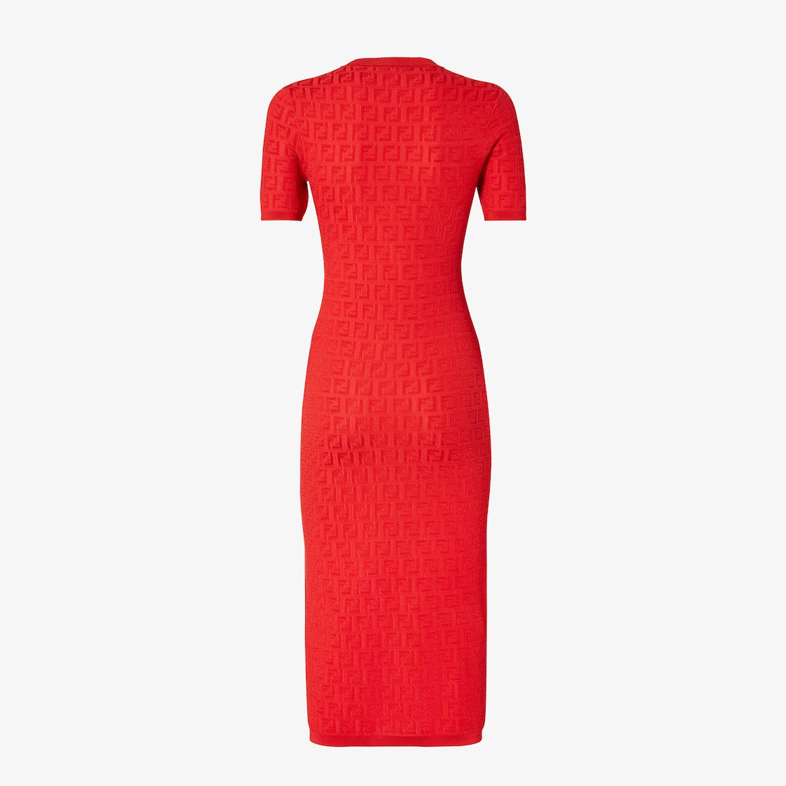 RED FF COTTON AND VISCOSE DRESS-FENDI-Verso