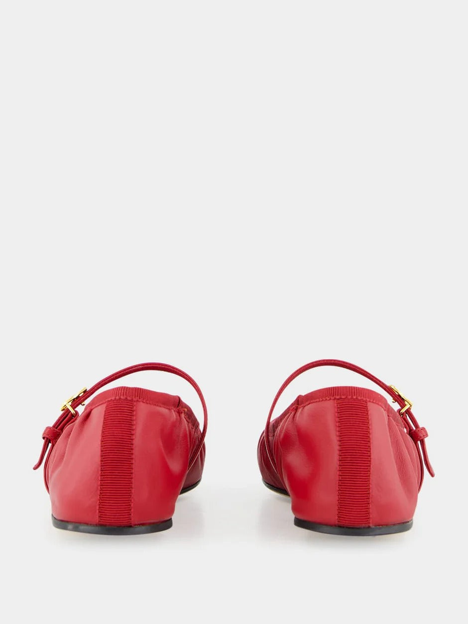 RED NAPPA LEATHER BALLET FLATS-DOLCE & GABBANA-Verso