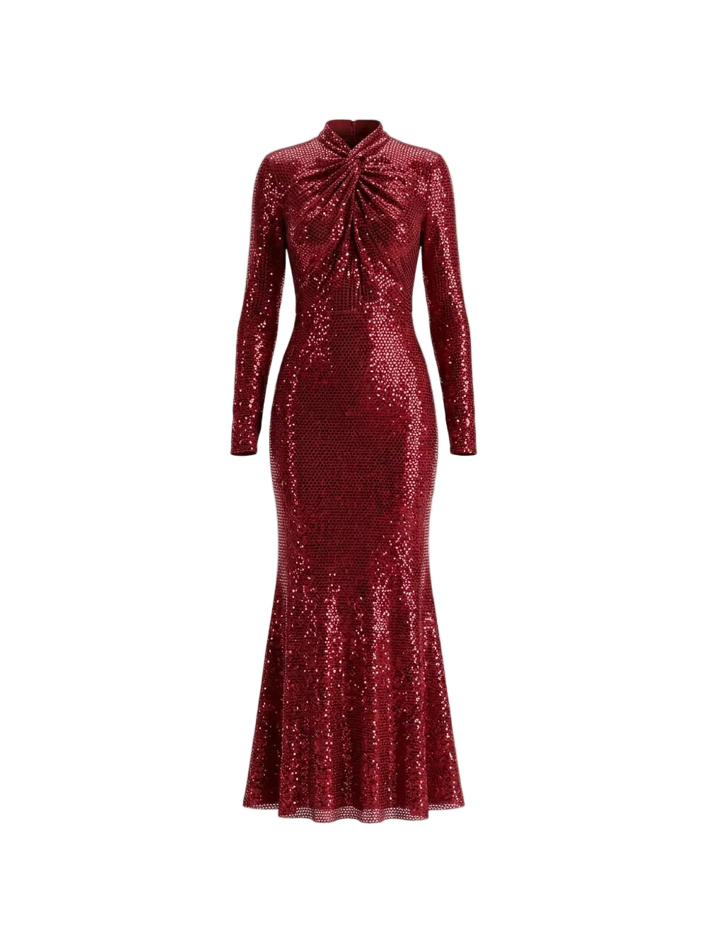 Red Rhinestone Mesh Twist Midi Dress-SELF-PORTRAIT-Verso