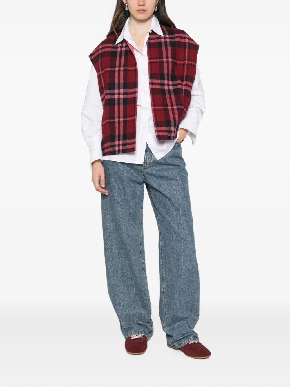 Regine check sleeveless reversible gilet-ALICIA AUDREY-Verso