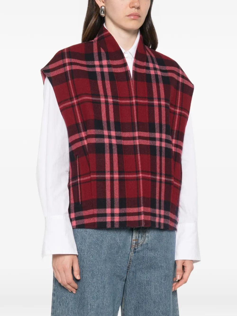 Regine check sleeveless reversible gilet-ALICIA AUDREY-Verso
