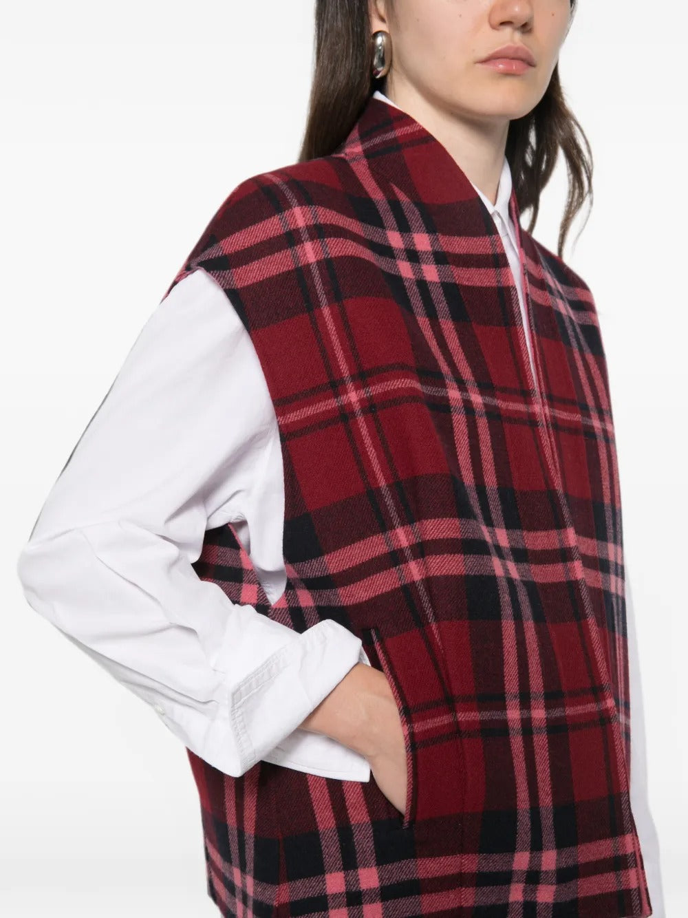 Regine check sleeveless reversible gilet-ALICIA AUDREY-Verso