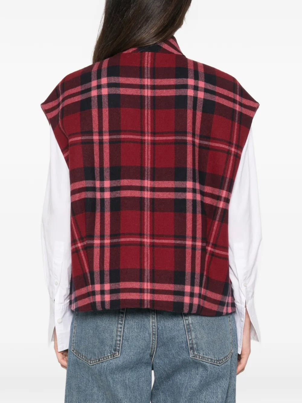 Regine check sleeveless reversible gilet-ALICIA AUDREY-Verso