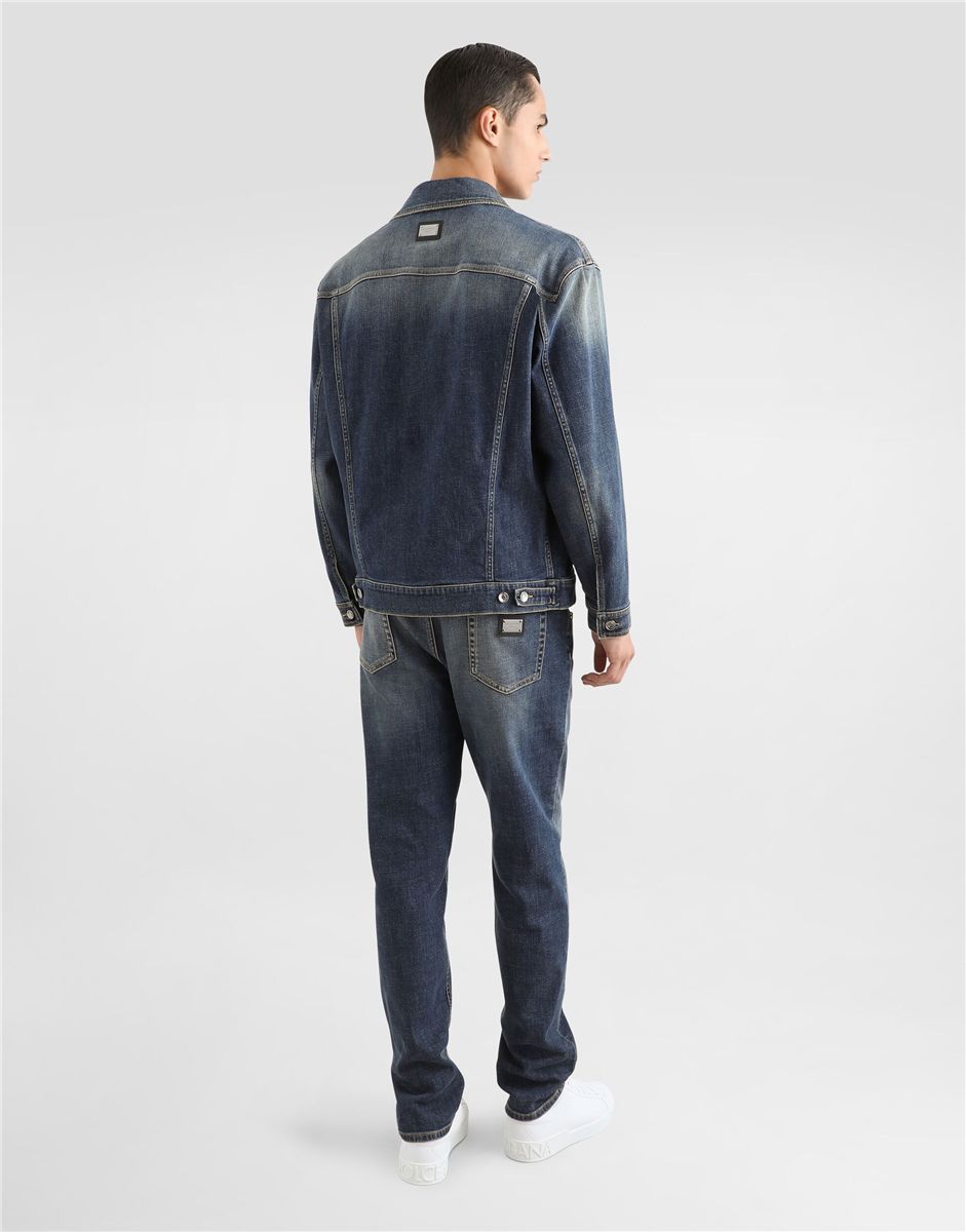 Regular-fit blue wash stretch jeans-DOLCE&GABBANA-Verso