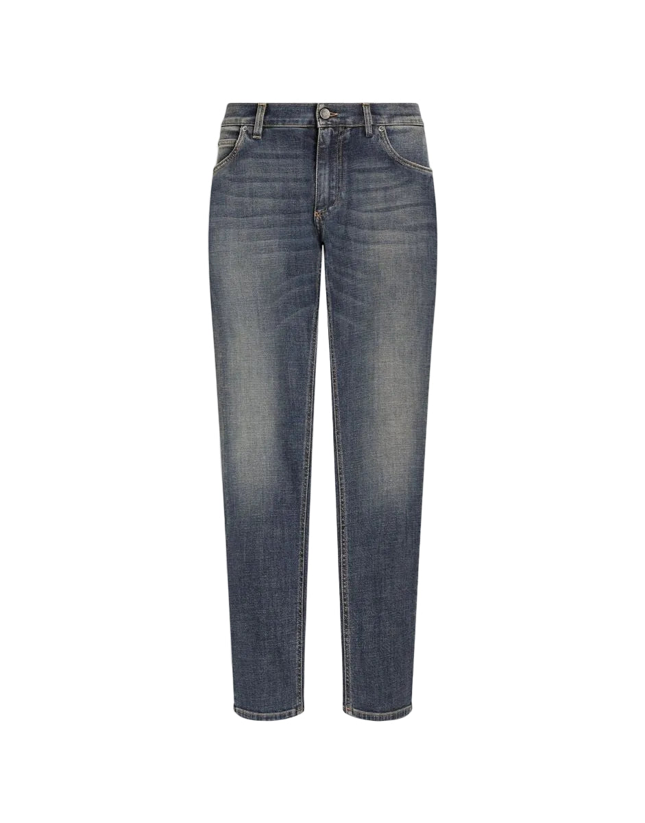 Regular-fit blue wash stretch jeans-DOLCE&GABBANA-312457-46-Verso