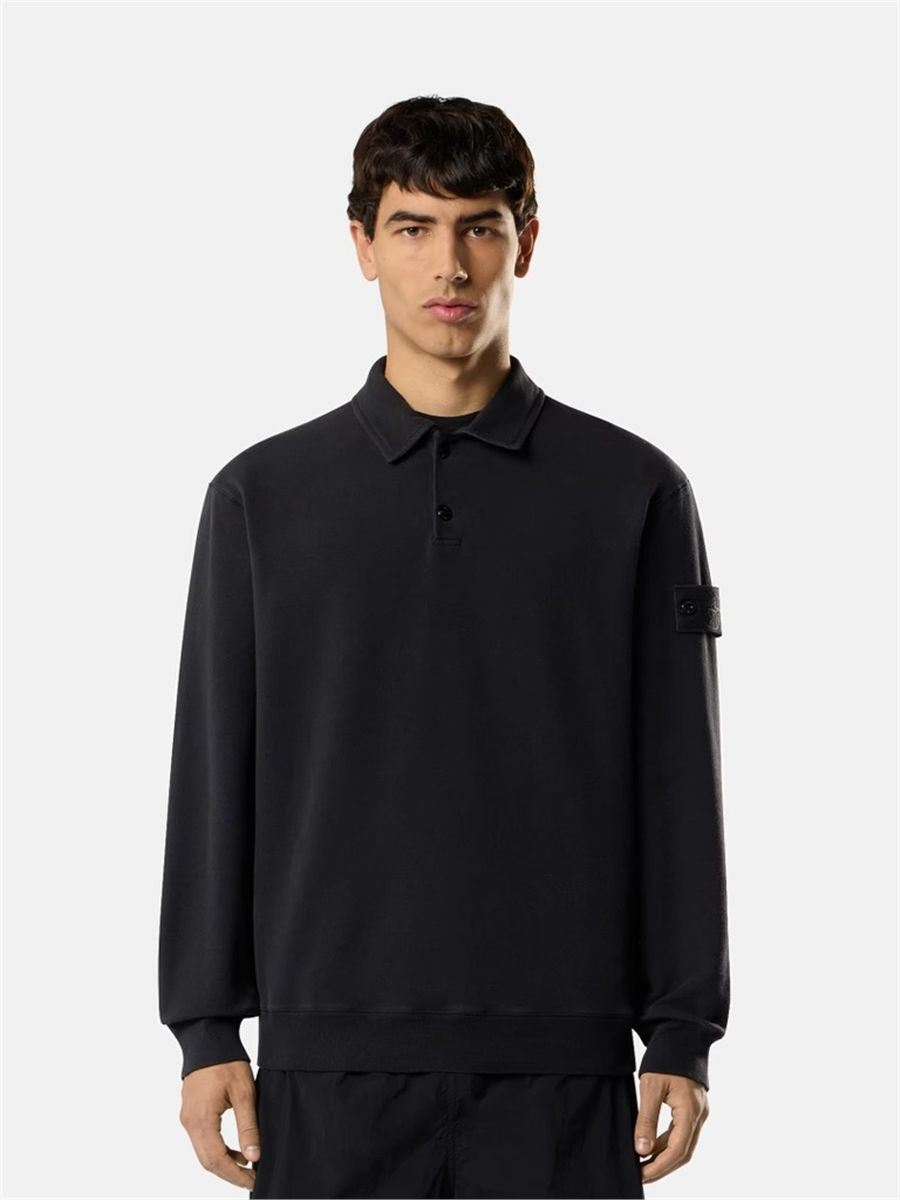 Regular-fit collared sweatshirt with chest pockets-STONE ISLAND-Verso