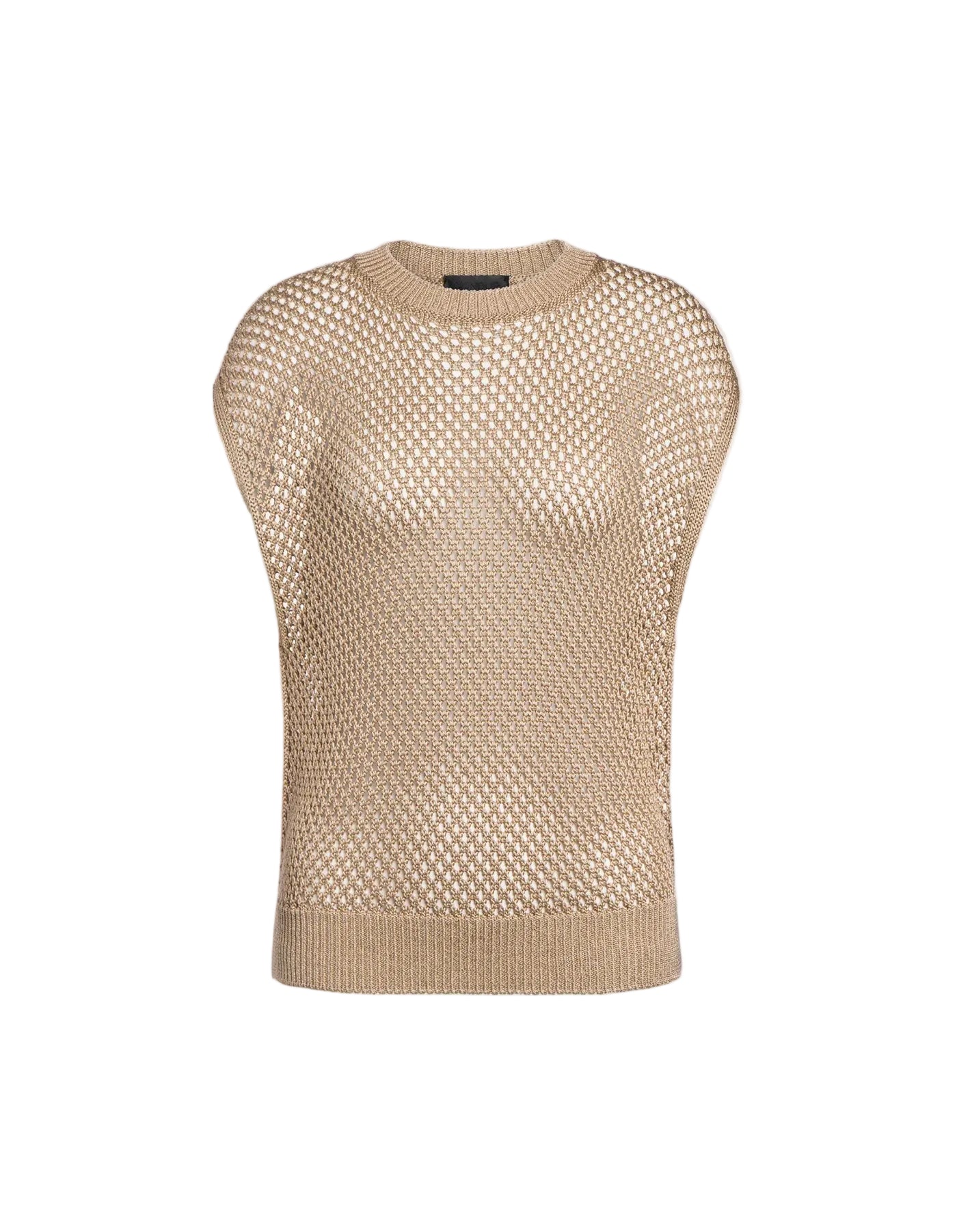 Regular-fit crew-neck waistcoat in open-work cordonnet-DONDUP-Verso