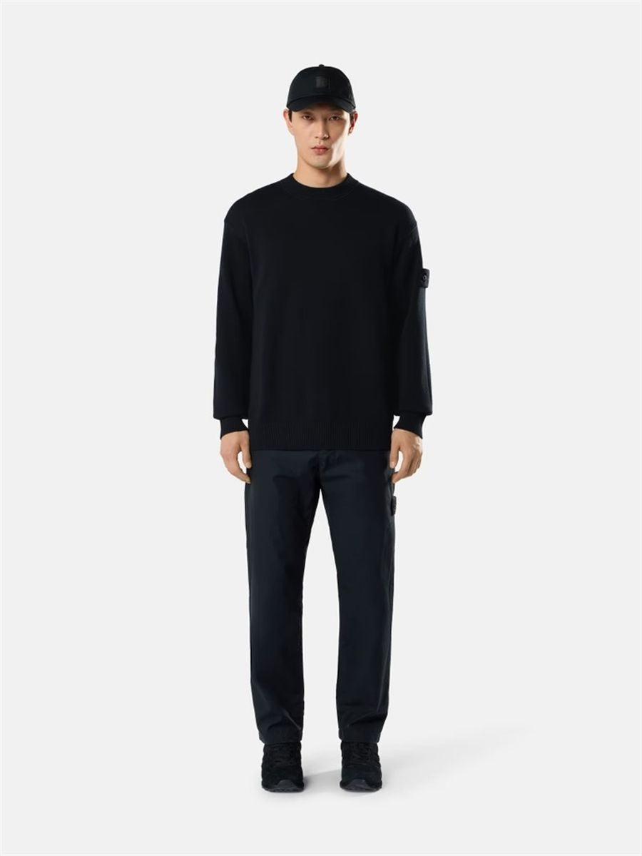 Regular-fit crewneck jumper with ribbed trims-STONE ISLAND-Verso