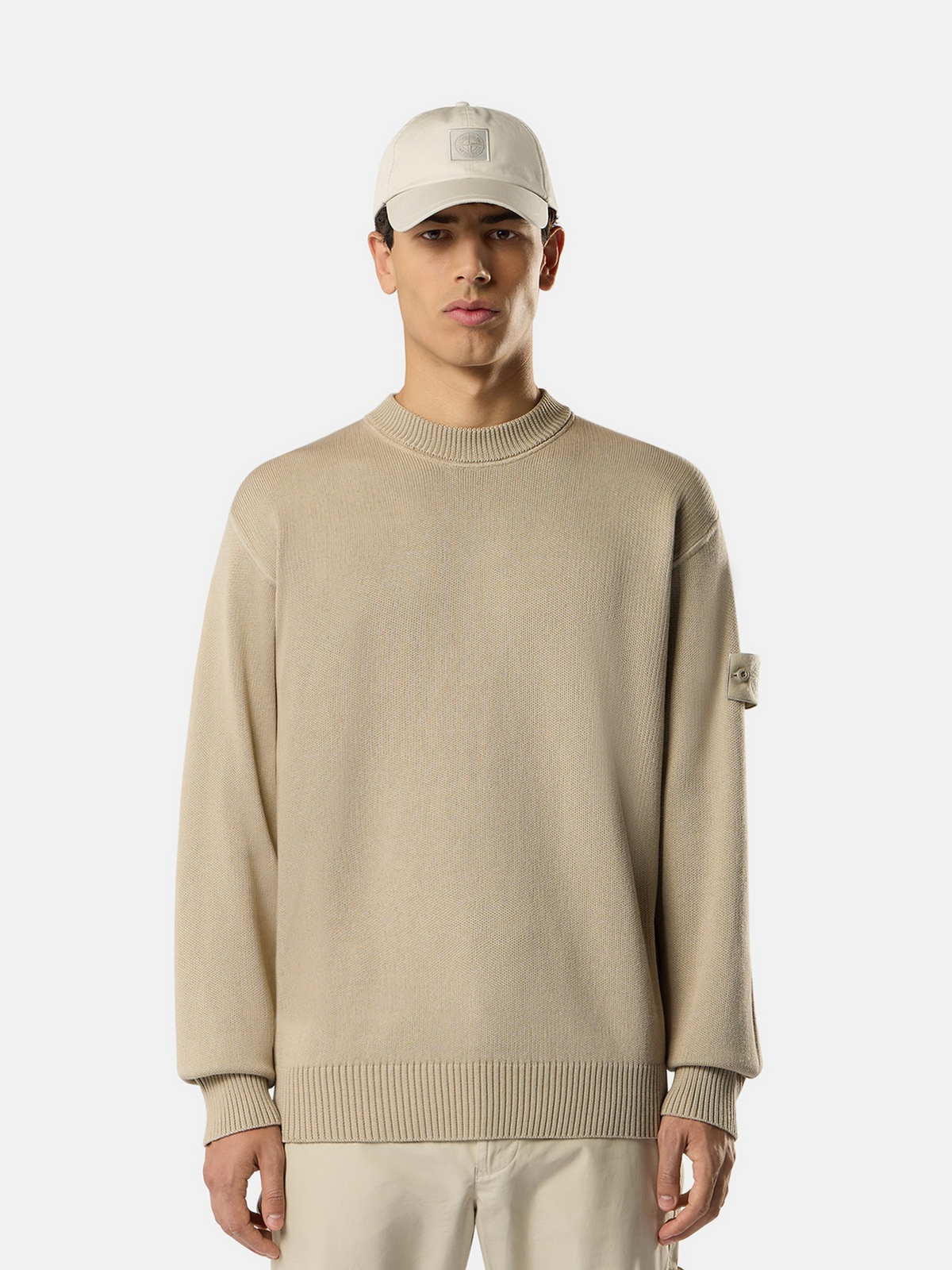 Regular-fit crewneck jumper with ribbed trims-STONE ISLAND-Verso