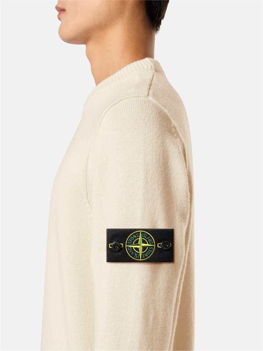 Regular-fit crewneck jumper with ribbed trims-STONE ISLAND-Verso